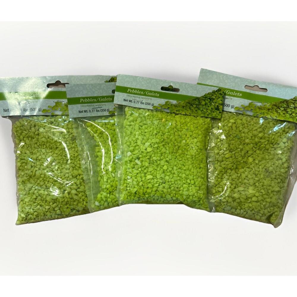Lot Of 4 Decorative Pebbles Lime Green Accents Bags Craft Wedding Sand Bulk